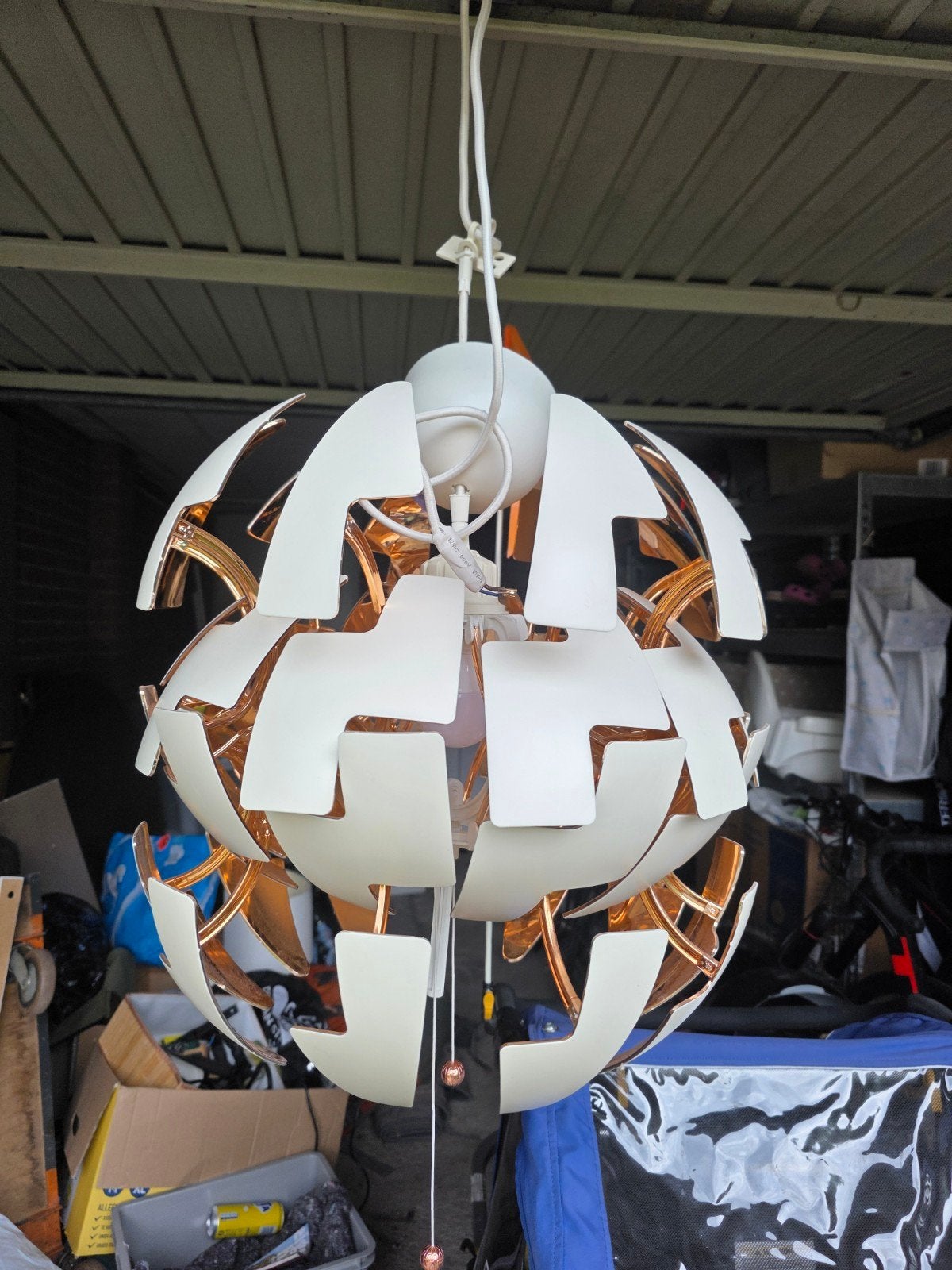 IKEA PS 2014 Hanglamp Wit/Koper 35cm, Ophalen of Verzenden, Gebruikt, Kunststof, E27 (groot)