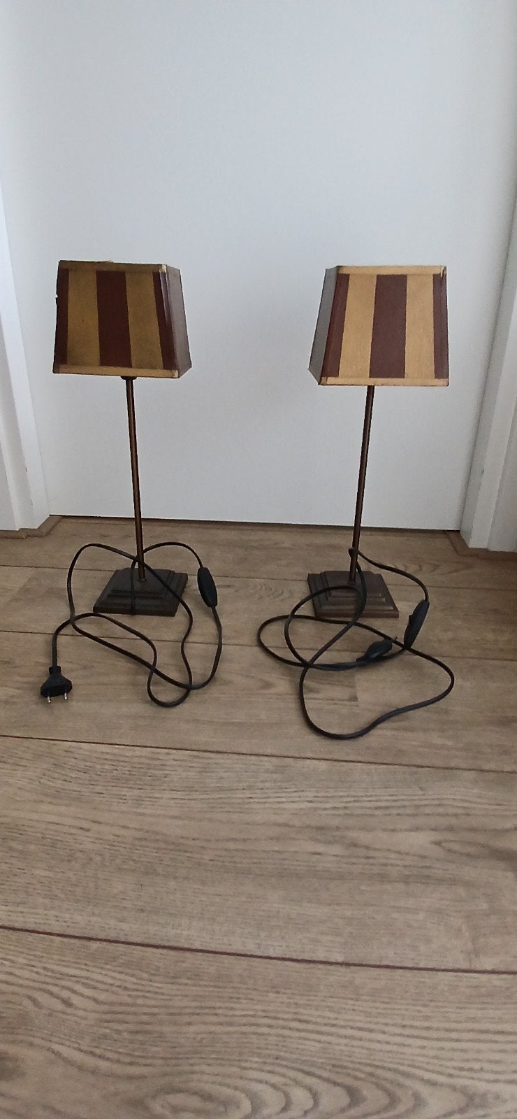 Vintage tafellampjes inclusief snoer en schakelaar, Ophalen, Gebruikt, E27 (groot), Overige typen