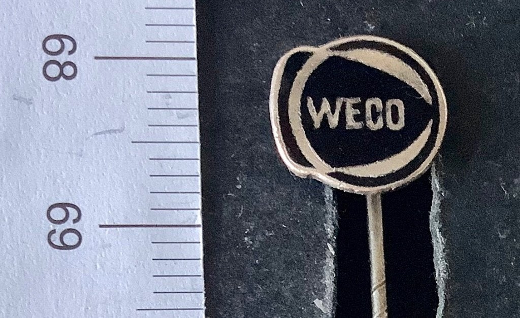 speld, emaille, Weco, (AR, Ophalen of Verzenden, Gebruikt, Overige onderwerpen, Speldje of Pin