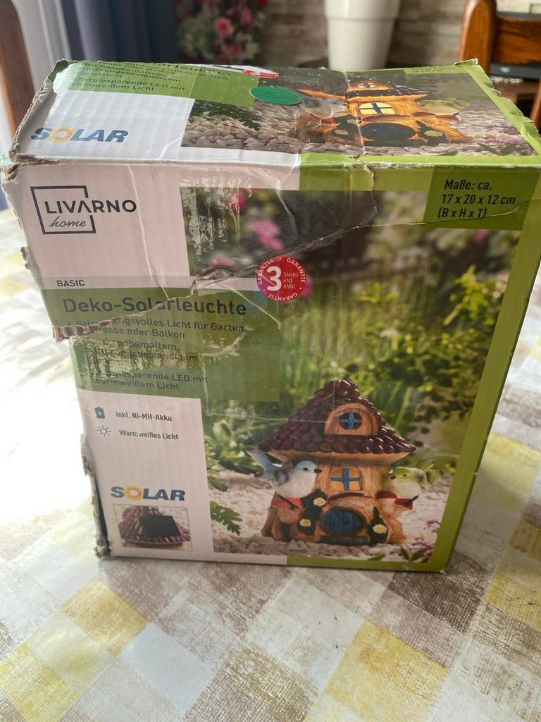 Livarno Home Solar Tuinbeeldje: Sprookjeshuis met Vogels, Livarno, Kunststof, Duitsland, Nieuw