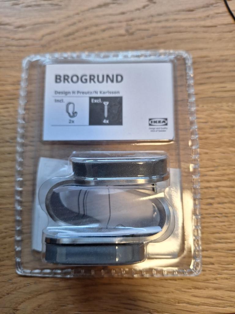 IKEA BROGRUND Handdoekhaakjes (2 stuks), Nieuw, Ophalen of Verzenden, Zilver, Metaal
