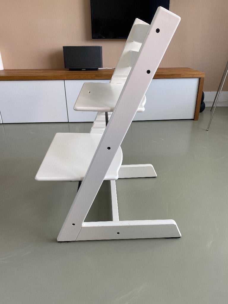 Stokke Tripp Trapp kinderstoel wit, Ophalen, Gebruikt, Meegroeistoel