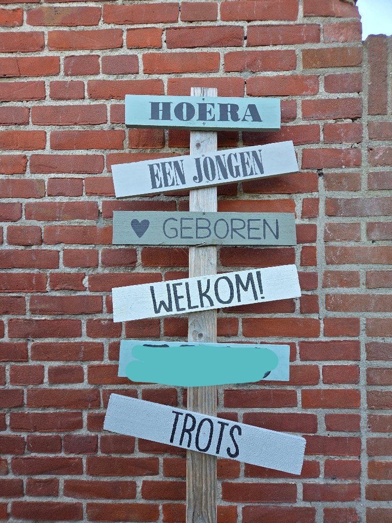Geboortebord zoon, Kinderen en Baby's, Kraamcadeaus en Geboorteborden, Ophalen, Zo goed als nieuw, Geboortebord