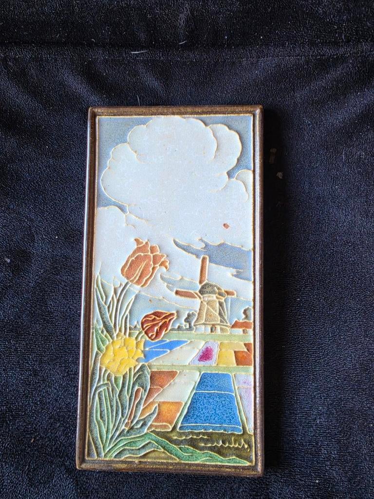 Zeldzame Koninklijke Delftse Cloisonné Tegel - Tulpen, Ophalen of Verzenden