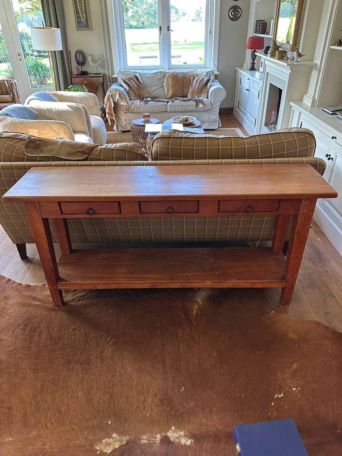 Houten Sidetable / Wandtafel / Consoletafel met 3 lades, Huis en Inrichting, Ophalen, Zo goed als nieuw, 150 tot 200 cm, 25 tot 50 cm