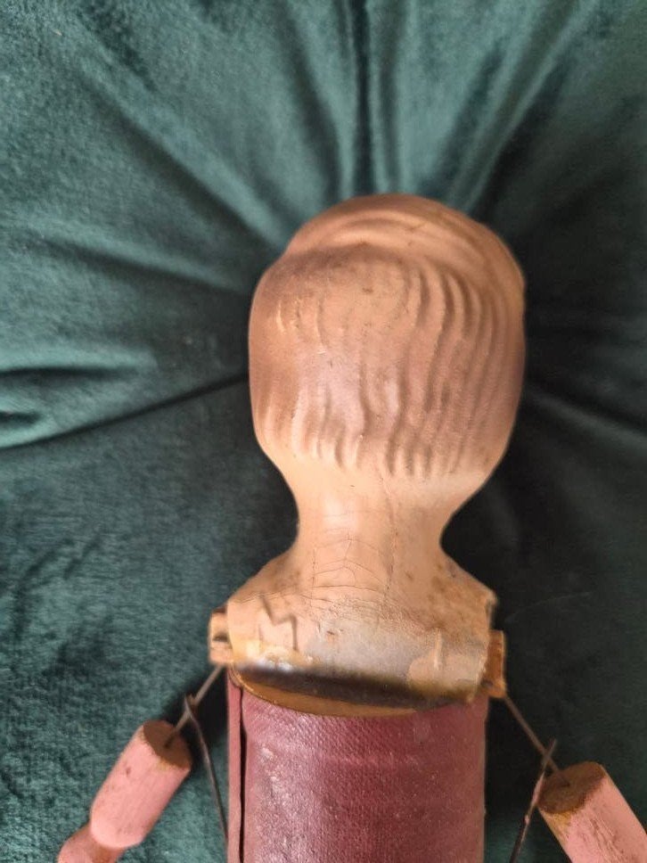Antiek/vintage poppenfiguurtje (18 cm) - Gemerkt M 1, Ophalen of Verzenden