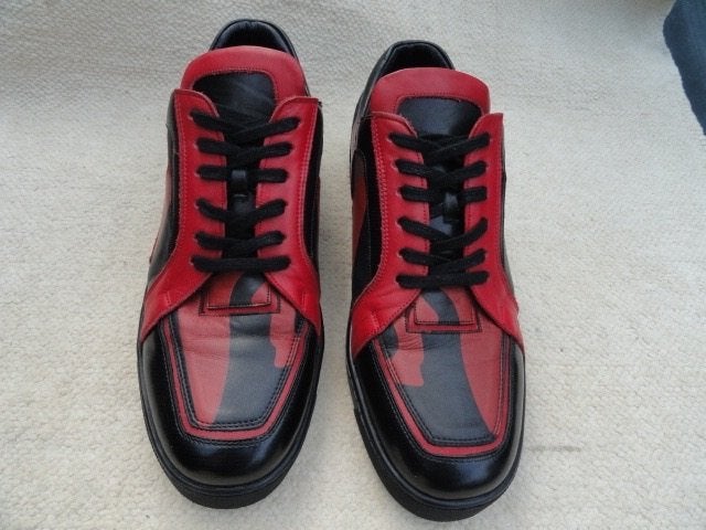 Jmesrine Lederen Rood Zwarte Sneakers Maat 43, Verzenden, Zo goed als nieuw, Zwart