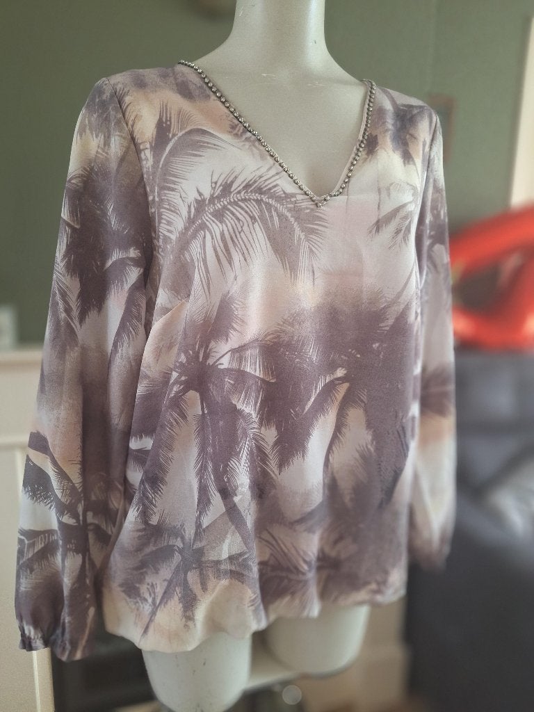 K-Design K Design voile roze paars crème top L, K-design, Verzenden, Paars, Maat 46/48 (XL) of groter