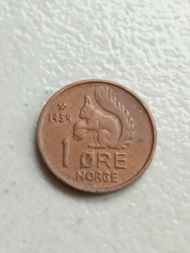Noorwegen 1 ore 1959., Ophalen of Verzenden, Overige landen, Losse munt