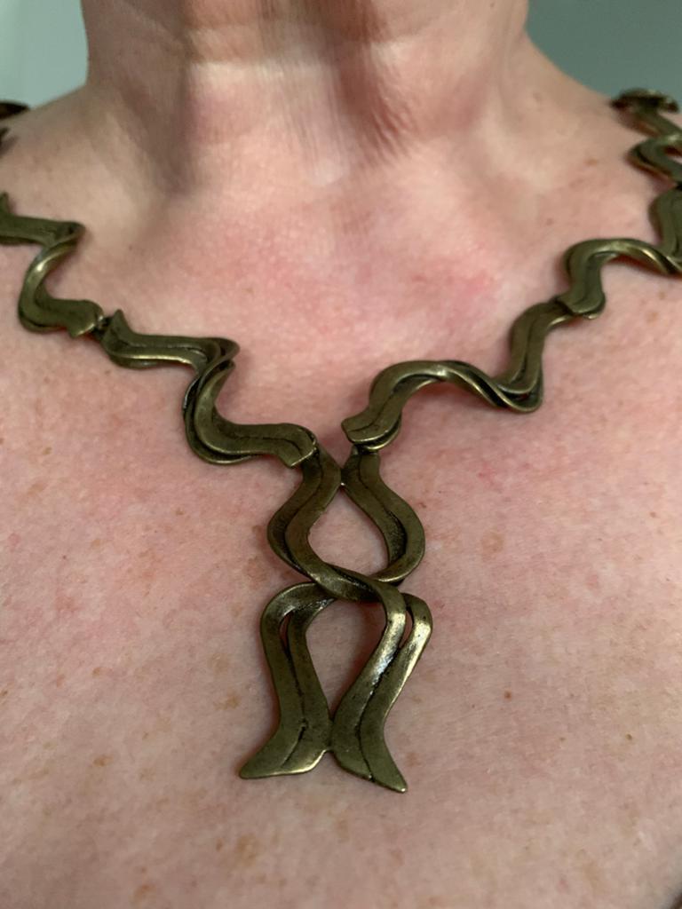 Prachtig bronskleurig collier - Uniek design, Ophalen of Verzenden, Zo goed als nieuw, Goud, Overige materialen