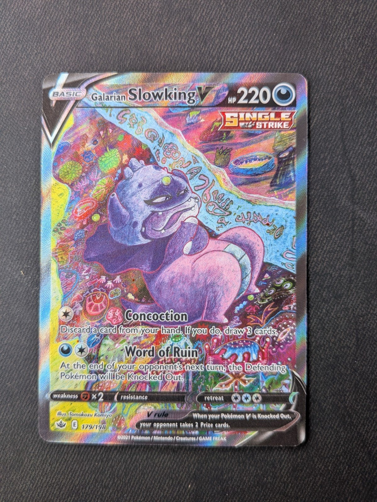 Galarian Slowking V Full Art Pokémon Kaart 179/198, Ophalen of Verzenden, Zo goed als nieuw, Losse kaart, Foil
