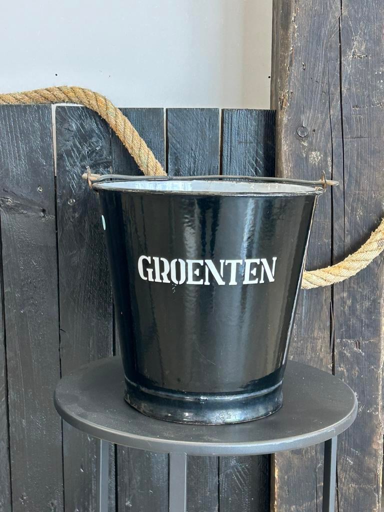 Zwart Gekleurde Emaille Groenten Emmer, Ophalen of Verzenden