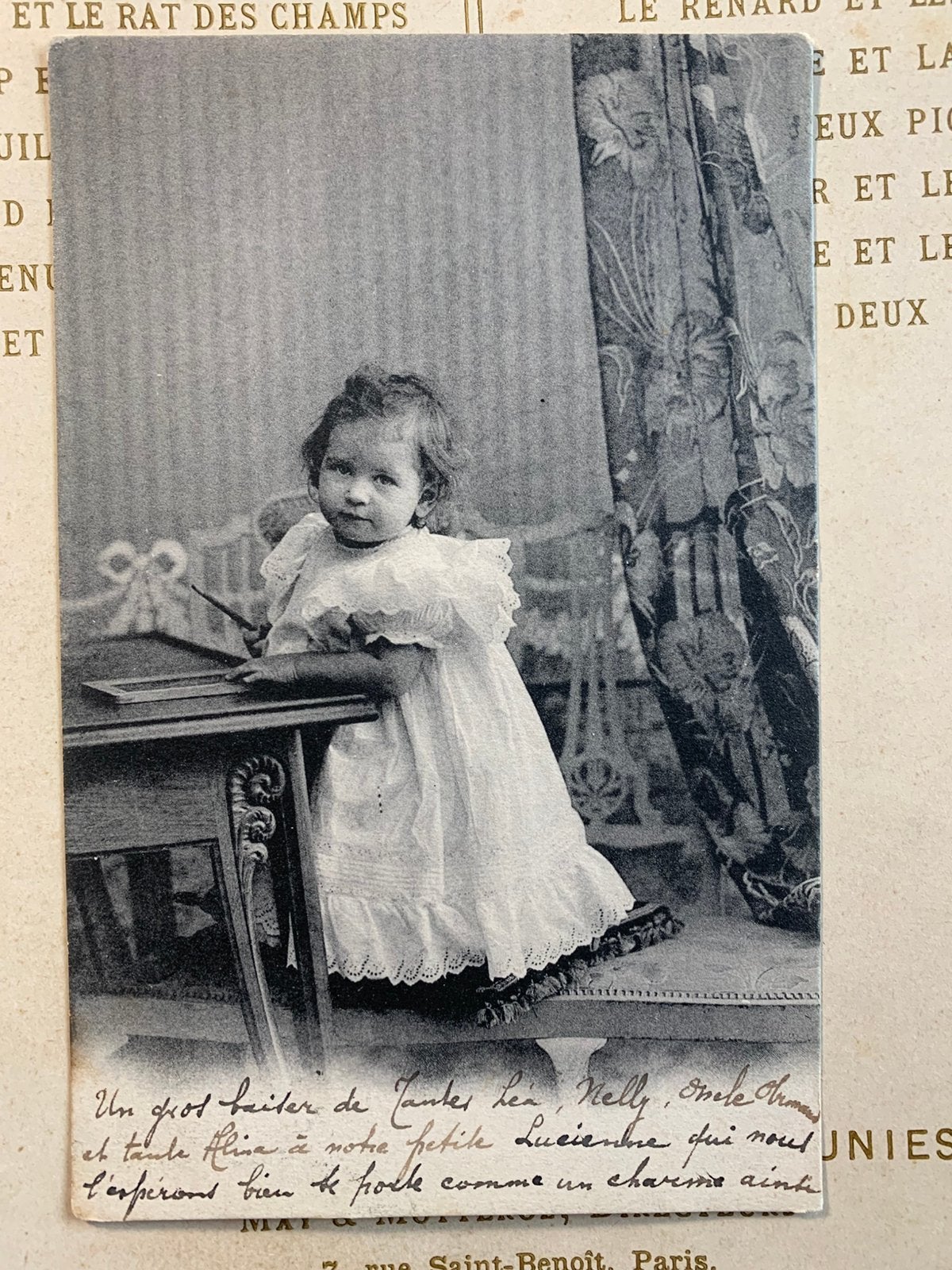 1906 Meisje met leitje en griffel (SL), Ophalen of Verzenden, Voor 1920, Gelopen, Kinderen