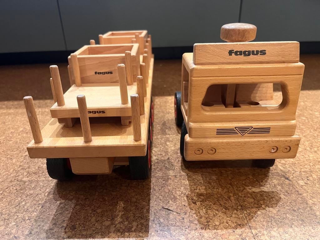 Fagus houten pallettruck met aanhanger en accessoires, Ophalen of Verzenden, Gebruikt