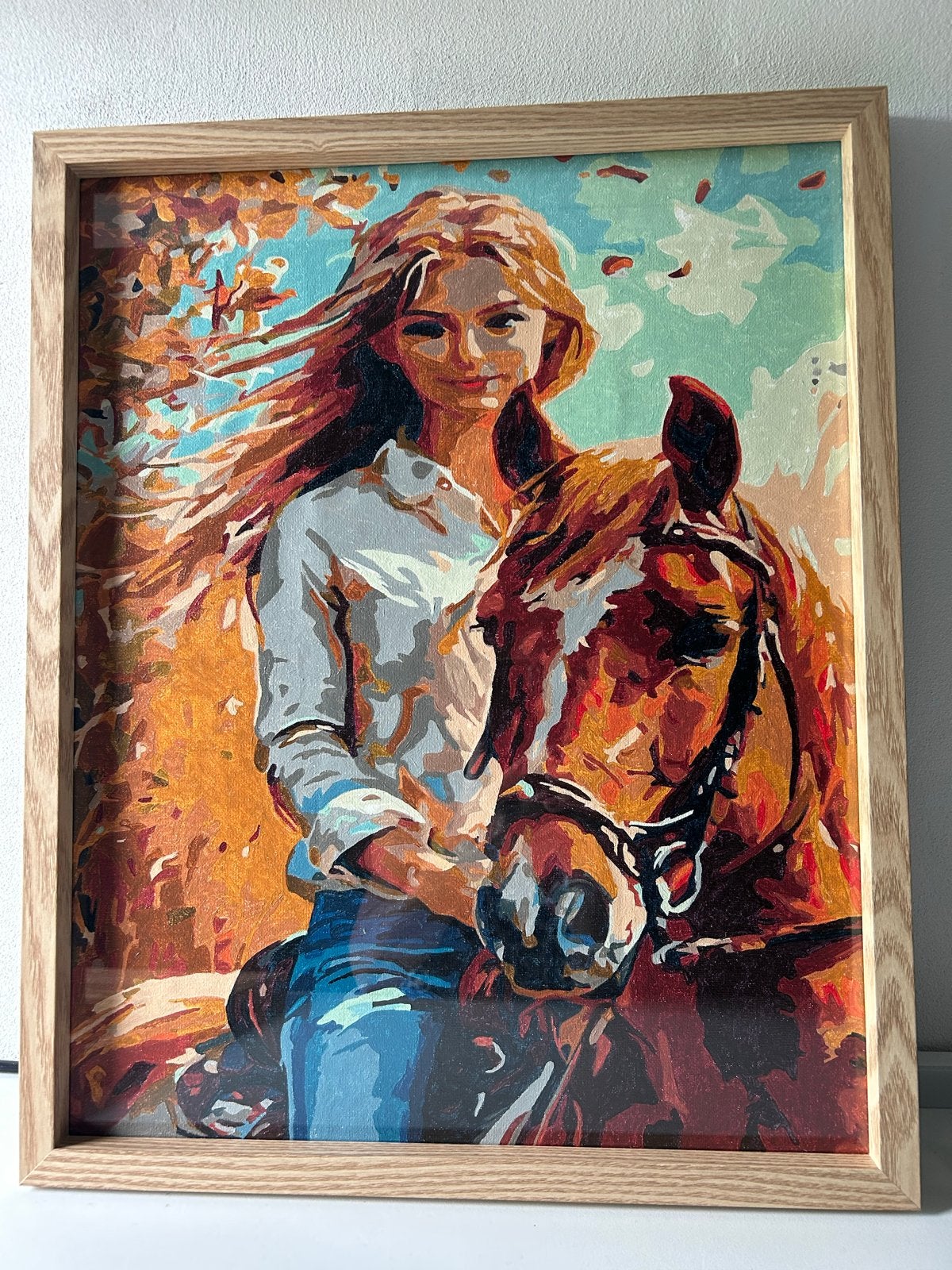 Handgeschilderd schilderij op nummer, 40x50cm, ingelijst, Doek, Portret of Personen, Realistisch, Overige technieken