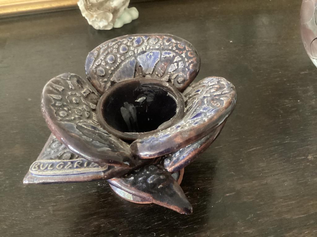 Bulgaria waxinelichthouder keramiek // hoog 7 diam 9 cm, Antiek en Kunst, Antiek | Keramiek en Aardewerk, Ophalen of Verzenden