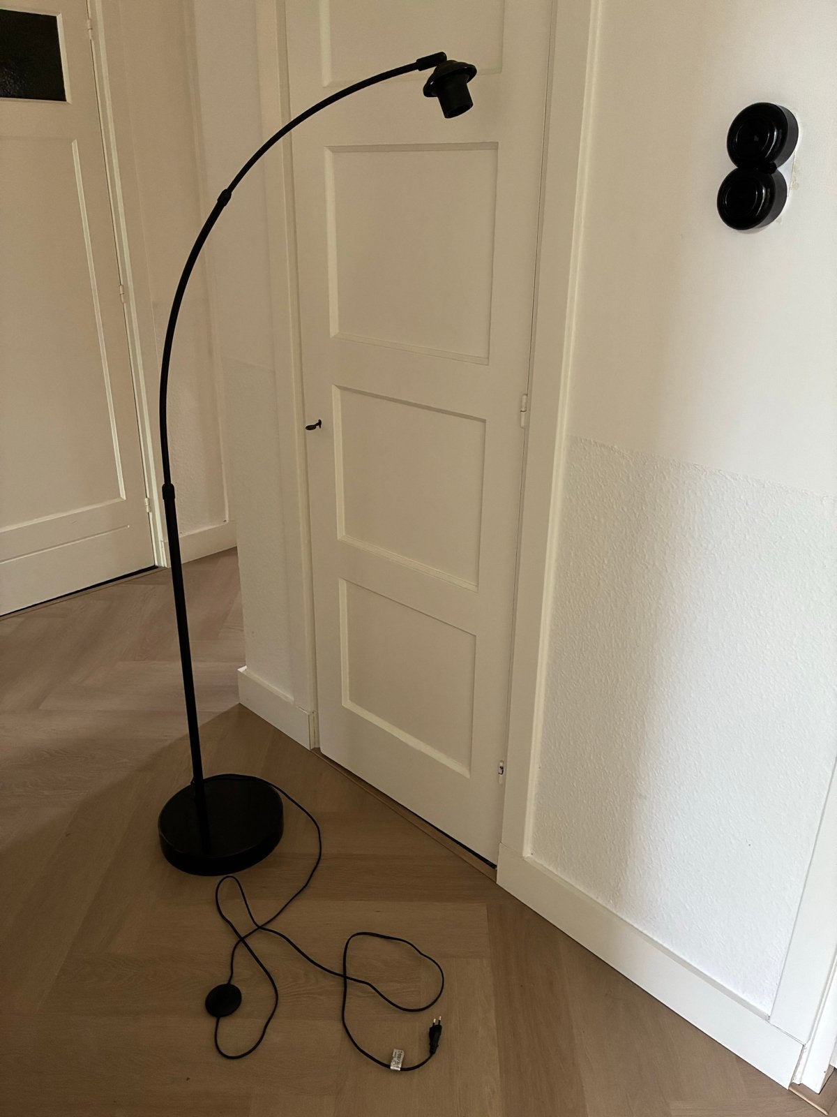 Zwarte booglamp, 160 cm hoog (exclusief kap), Ophalen, Gebruikt, Metaal, 150 tot 200 cm