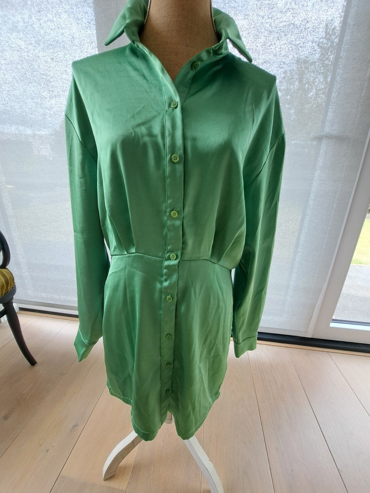 Samsøe Samsøe Liza shirt dress in felgroen (maat L), Kleding | Dames, Samsøe Samsøe, Maat 42/44 (L), Ophalen of Verzenden, Zo goed als nieuw