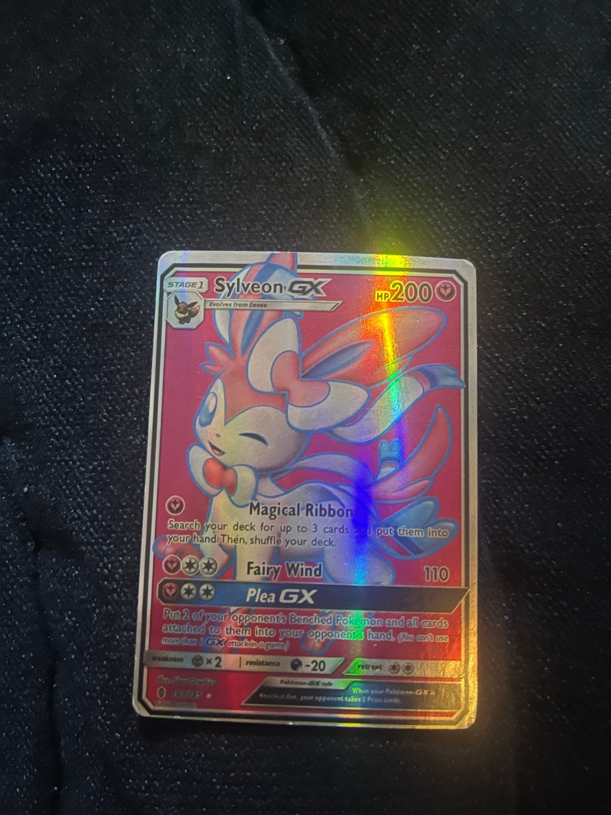 Sylveon GX 140/145 Guardians Rising Pokémon Kaart, Ophalen, Zo goed als nieuw, Losse kaart, Foil