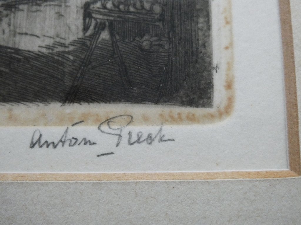 Originele Anton Pieck ets Korte Prinsengracht Amsterdam 1917, Antiek en Kunst, Kunst | Etsen en Gravures, Ingelijst, Ets, Stadsgezicht