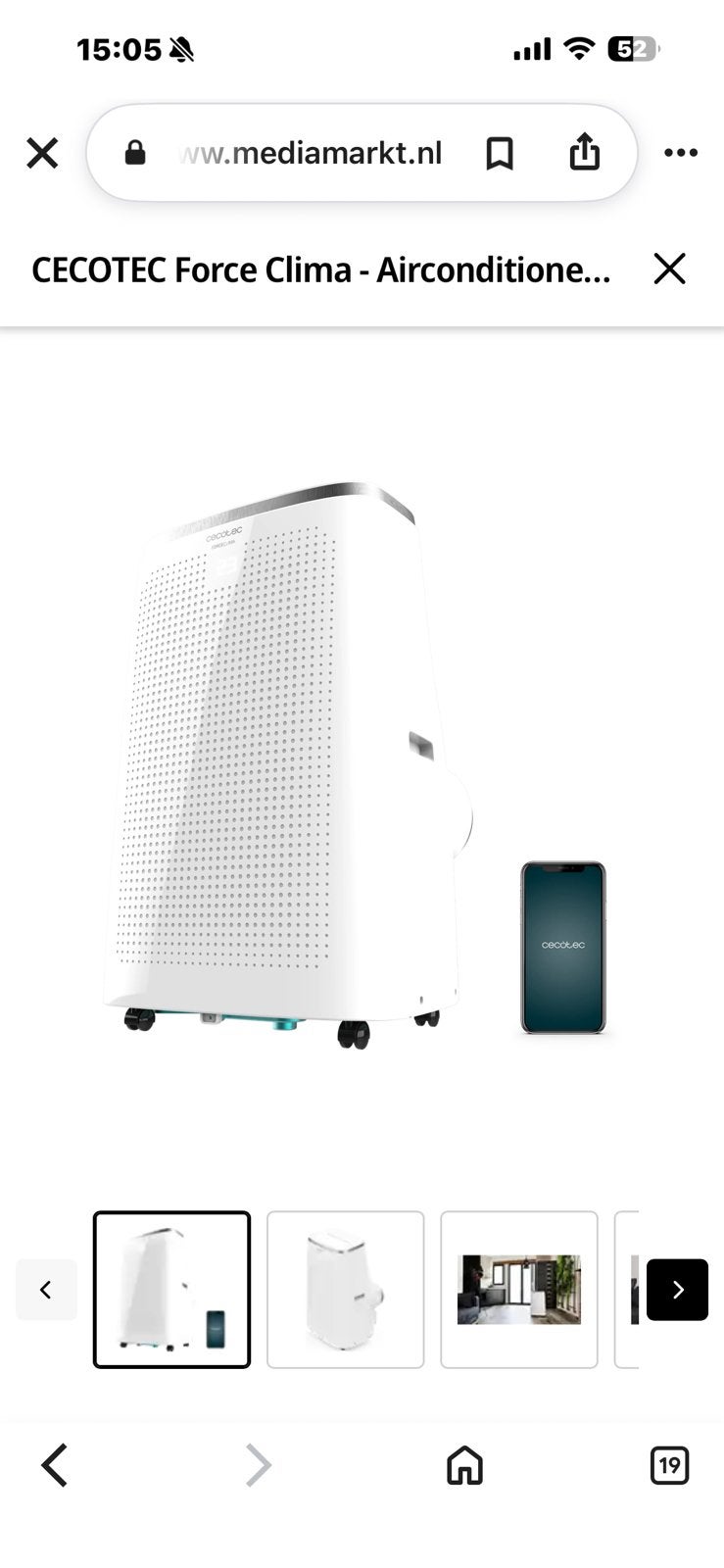 Airo mobiele cecotec, Ophalen, Koelen en Ontvochtigen, Minder dan 60 m³, 3 snelheden of meer