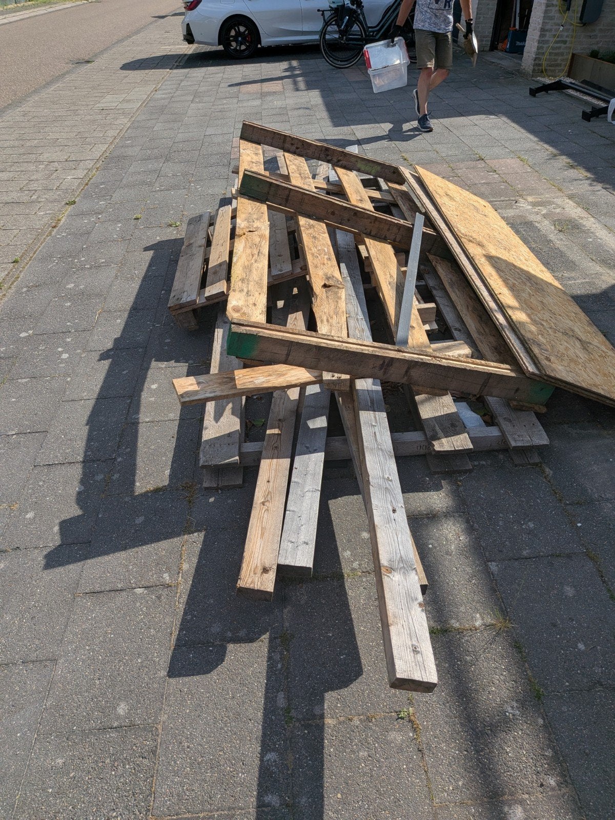 Houten balken, pallets en platen, Doe-het-zelf en Verbouw, Hout en Planken, Ophalen, Gebruikt, Balk, Overige houtsoorten