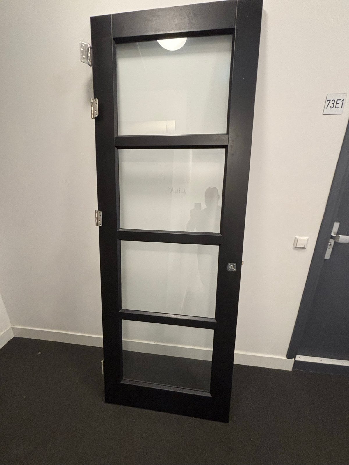 Zwarte binnendeur met glaspanelen, Doe-het-zelf en Verbouw, Deuren en Horren, Ophalen, Gebruikt, 80 tot 100 cm, Binnendeur