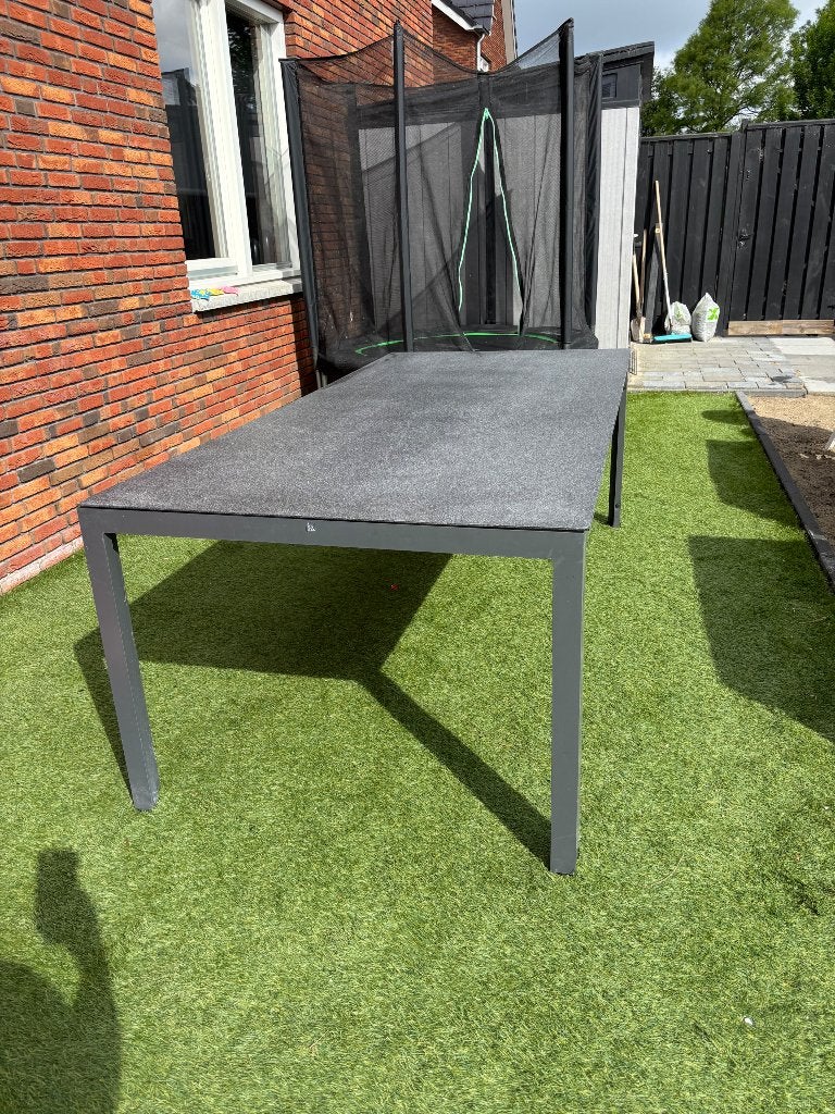Tuintafel / antraciet / glasplaat met poedercoating., Tuin en Terras, Tuintafels, Ophalen, Gebruikt, Rechthoekig, Aluminium