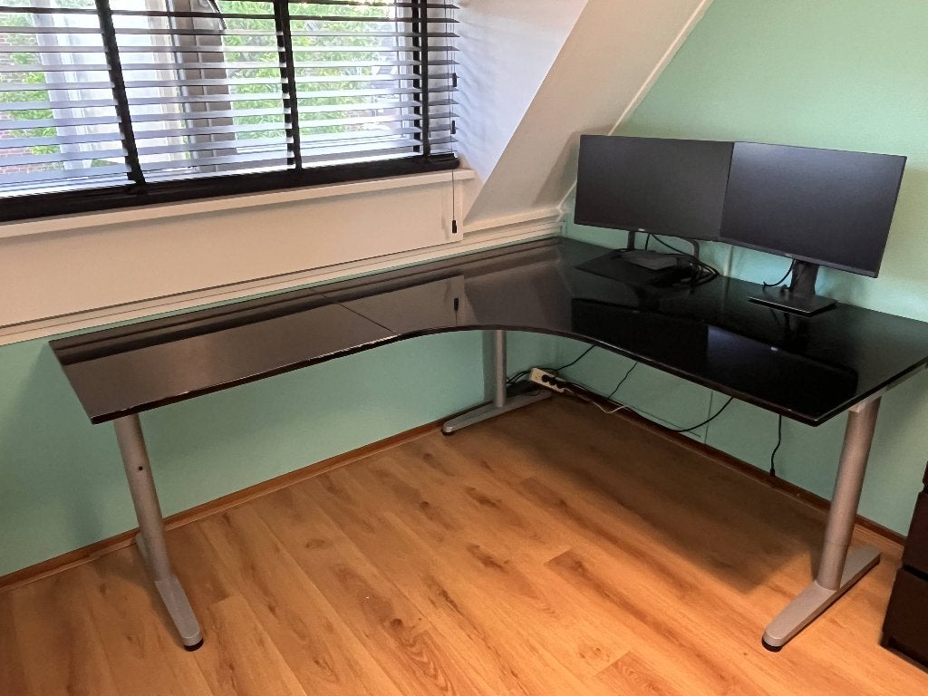IKEA GALANT hoekbureau 160 x 200 cm zwart, Ophalen, Zwart, 160 cm, Gebruikt