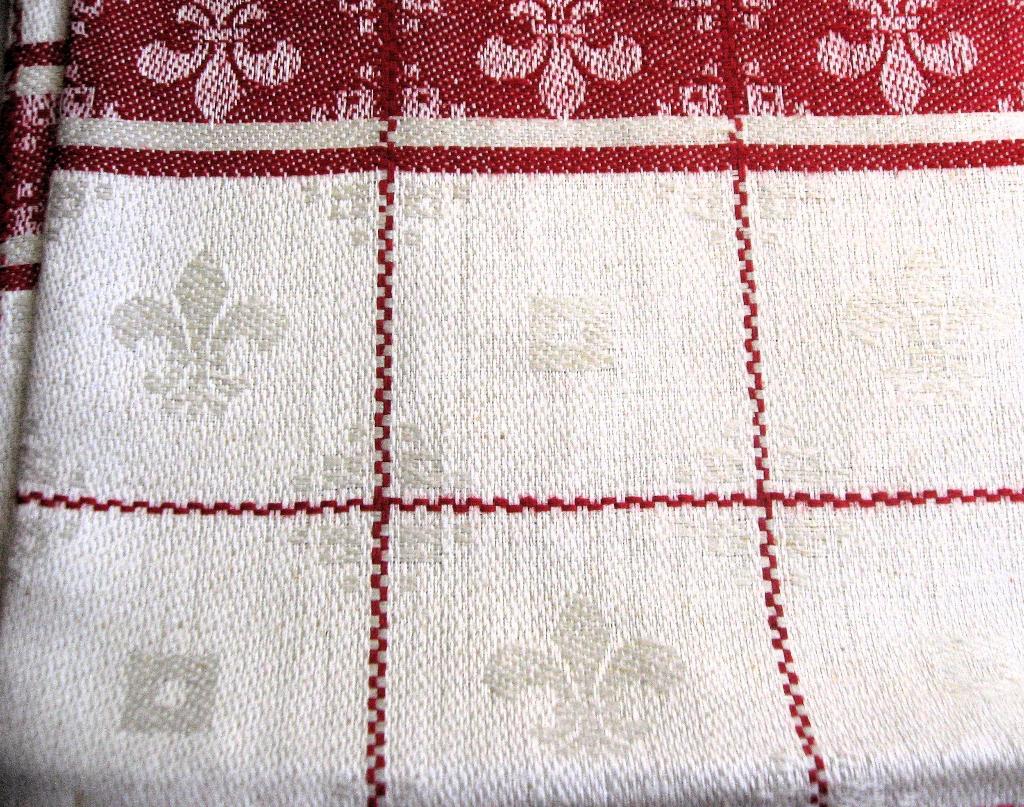Vintage Franse theedoek met fleurs de lis, echt linnen, Ophalen of Verzenden