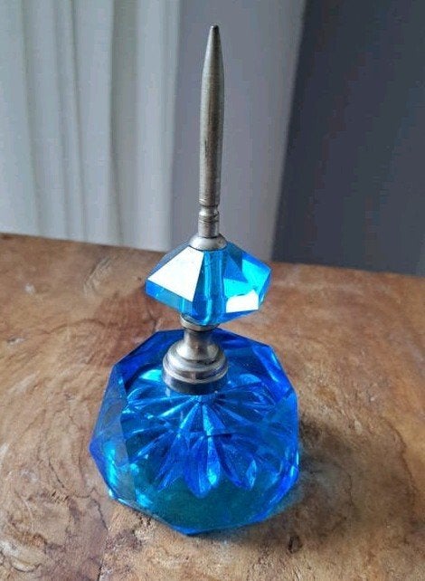 Vintage MCM blauwe bonnenhouder - mooi exemplaar, Ophalen of Verzenden