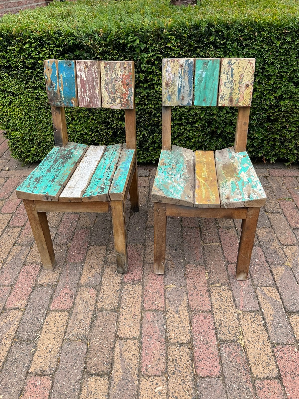 Kinderstoeltjes van gerecycled sloop hout, Ophalen, Gebruikt, Hout