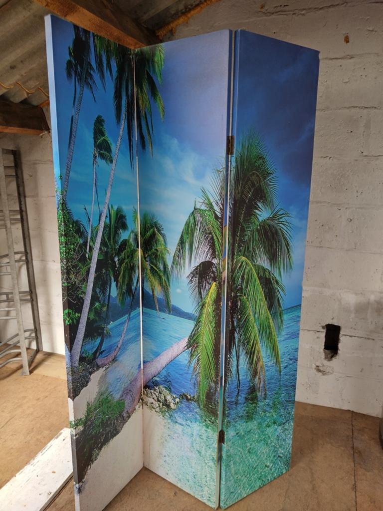 Kamerscherm met tropisch strandmotief, Ophalen of Verzenden, Gebruikt
