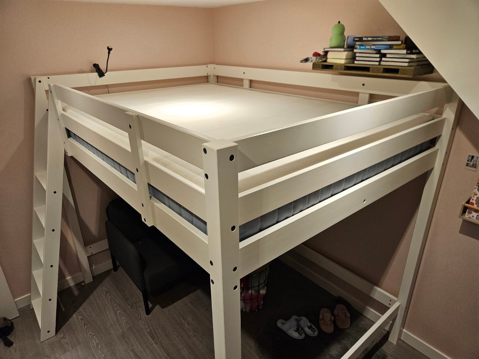 Ikea Stora Hoogslaper Wit, Gebruikt, Hoogslaper, Tweepersoons, 200 cm