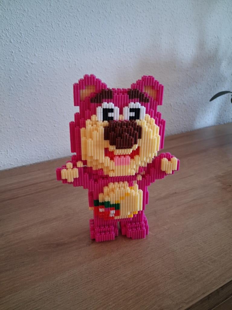 Leuk beertje van micro bouwsteentjes - roze, Ophalen