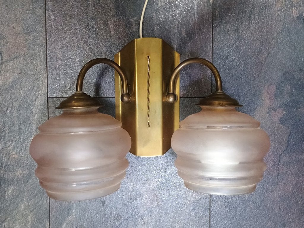 Vintage wandlamp., Ophalen, Zo goed als nieuw, Glas, Art Deco