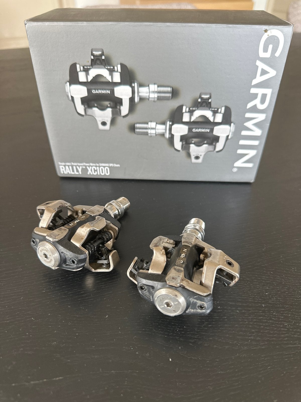 Garmin Rally XC100 pedalen met powermeter (single sided), Crankstel of Pedalen, Gebruikt, Ophalen of Verzenden, Aluminium