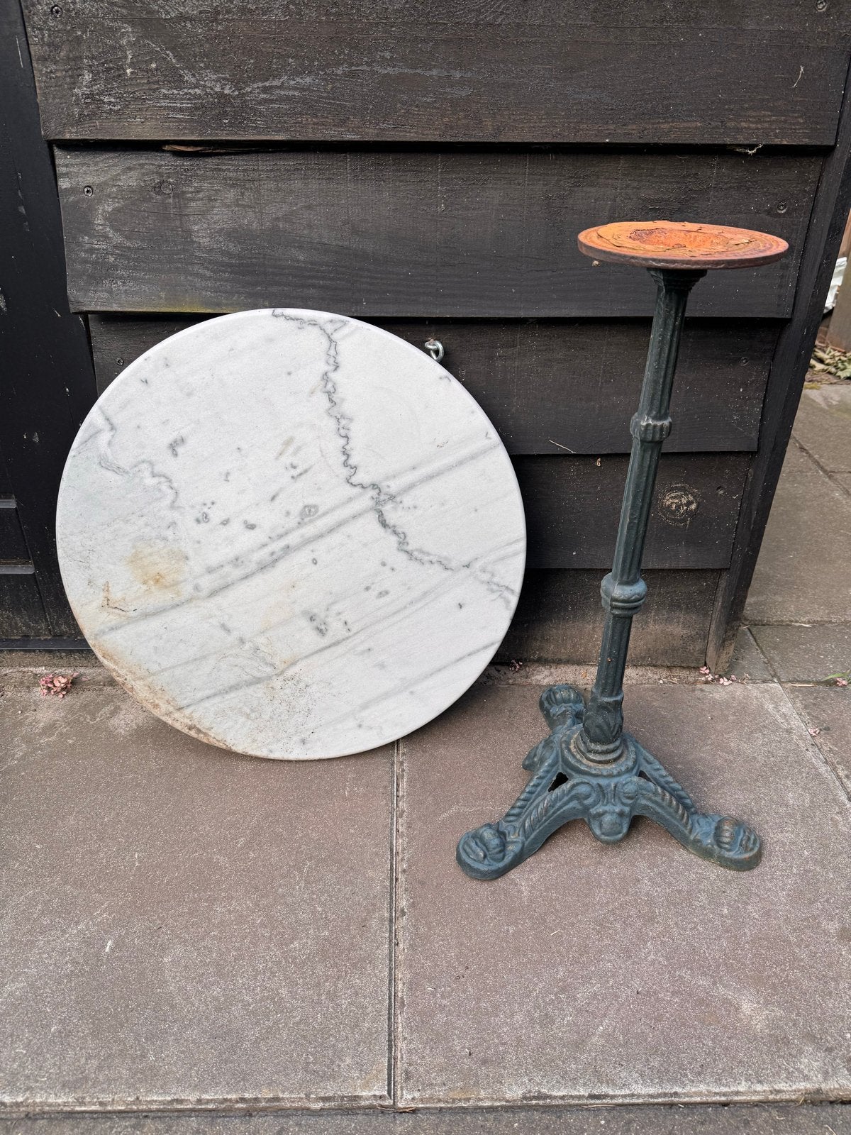 Frans bistro tafeltje met marmeren blad (60 cm), Ophalen