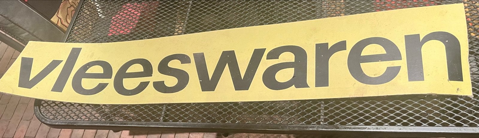 Vintage 'Vleeswaren' Winkelbord Aanduiding, Ophalen of Verzenden, Gebruikt, Reclamebord