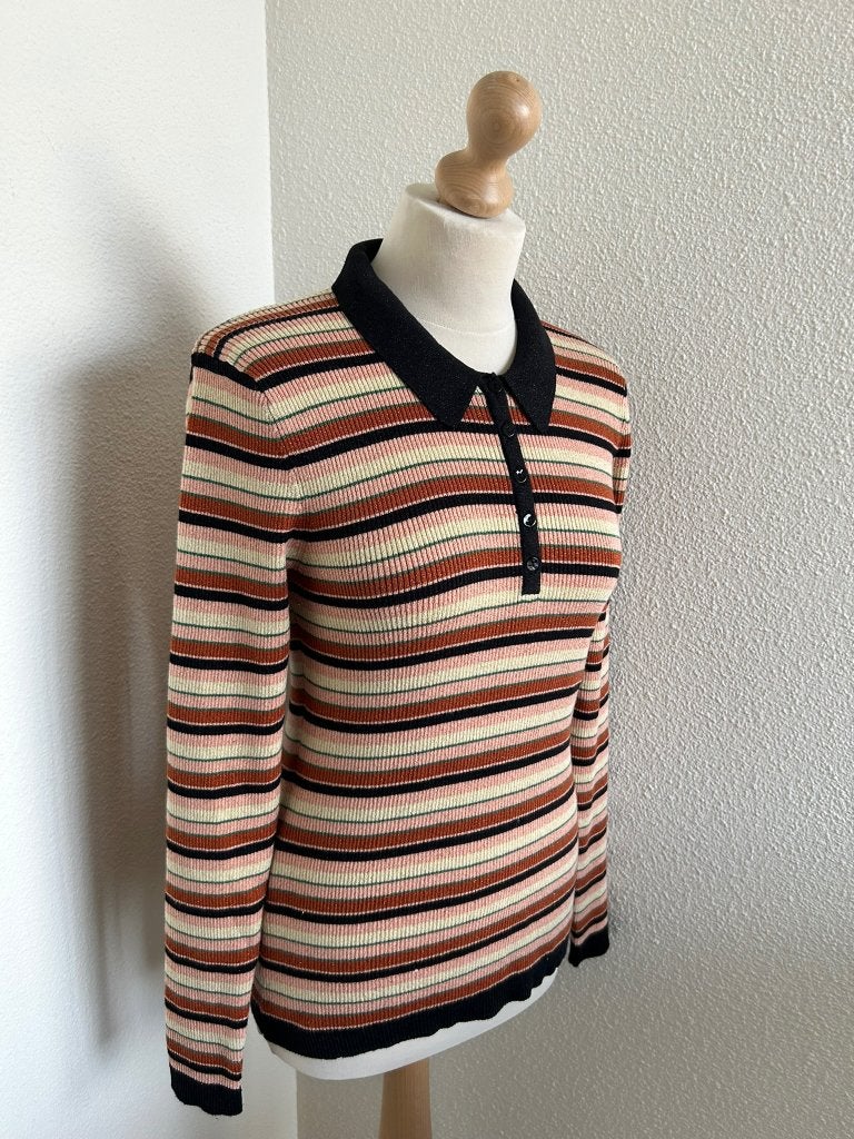 King Louie maat L polo top shirt strepen glitter 2451, Maat 42/44 (L), Ophalen of Verzenden, Zo goed als nieuw, King Louie