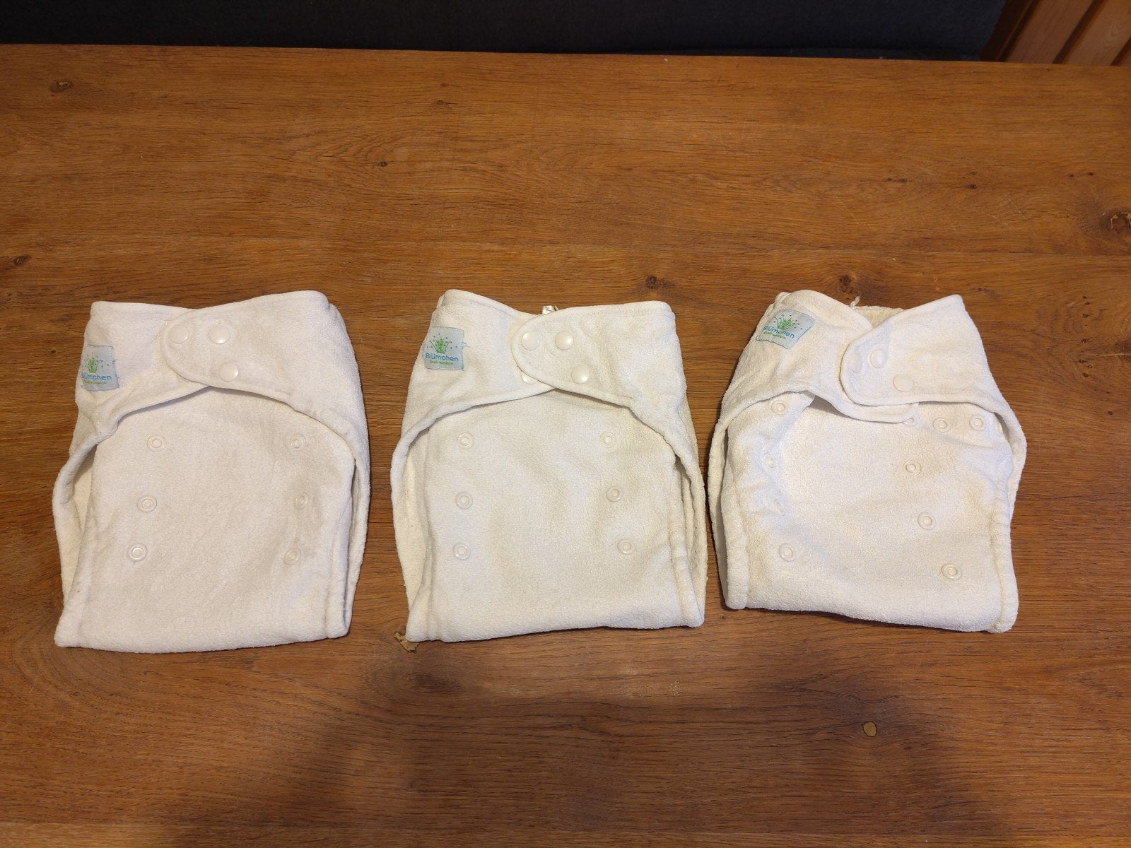 Gratis 3 gebruikte blumchen voorgevormde wasbare luiers, Ophalen of Verzenden, Gebruikt