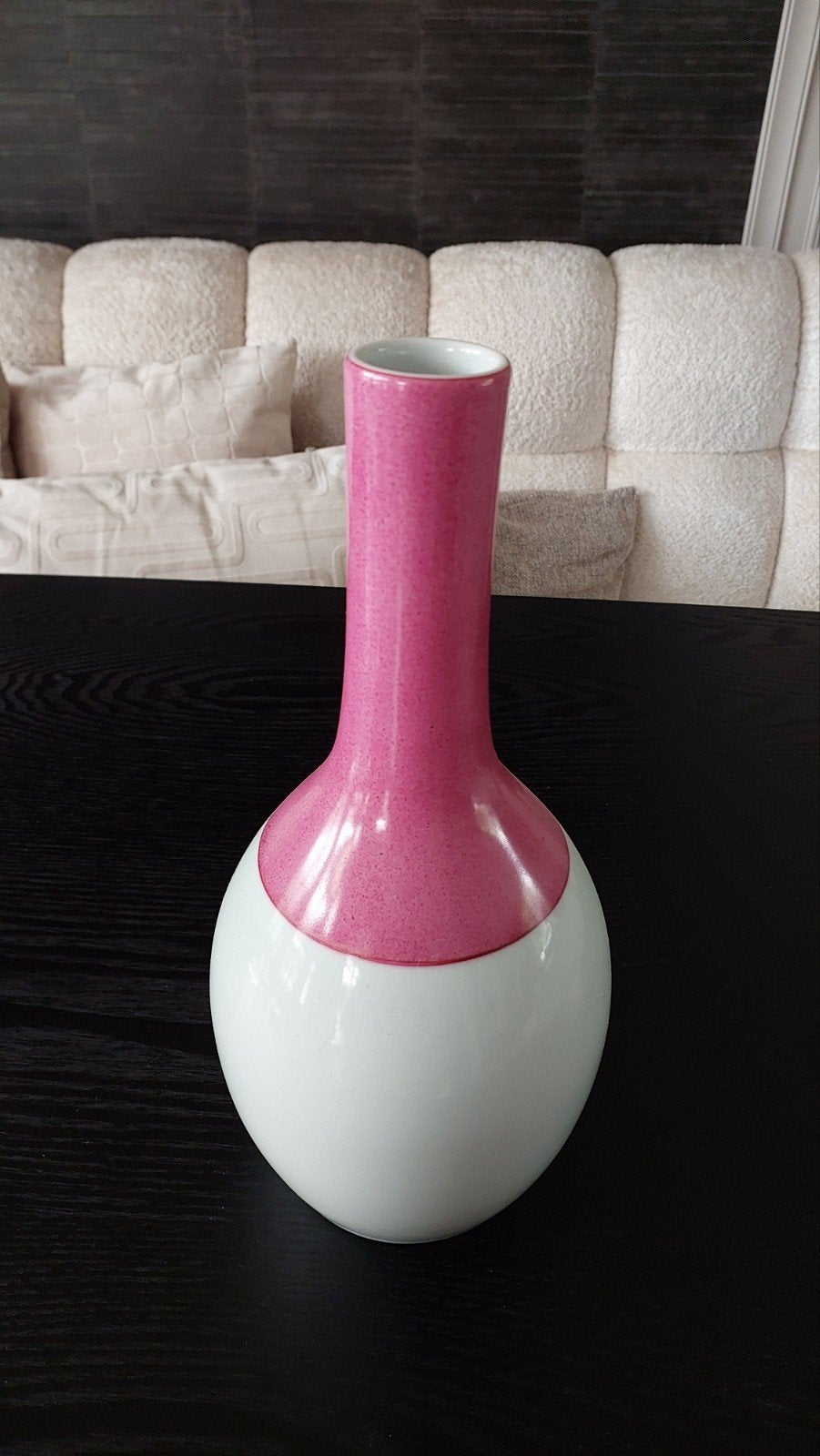 Pol's Potten vaas, wit met roze, Natuurlijk materiaal, Ophalen of Verzenden, Zo goed als nieuw, 36 cm