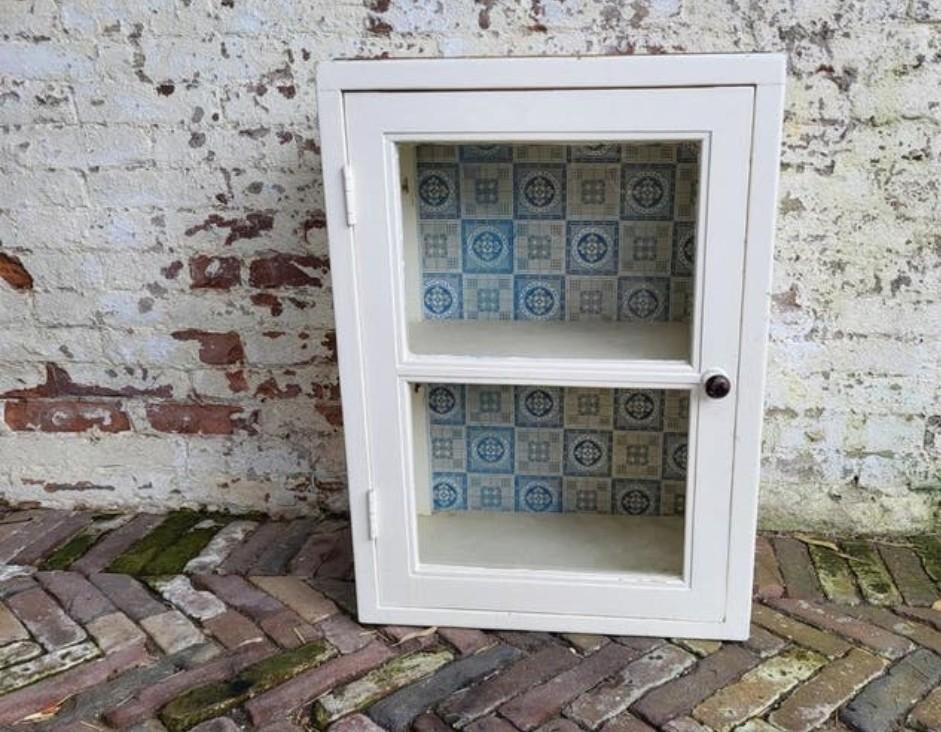 Brocante,franse kast,vitrinekast, keukenkast/allegonda, Antiek en Kunst, Ophalen of Verzenden