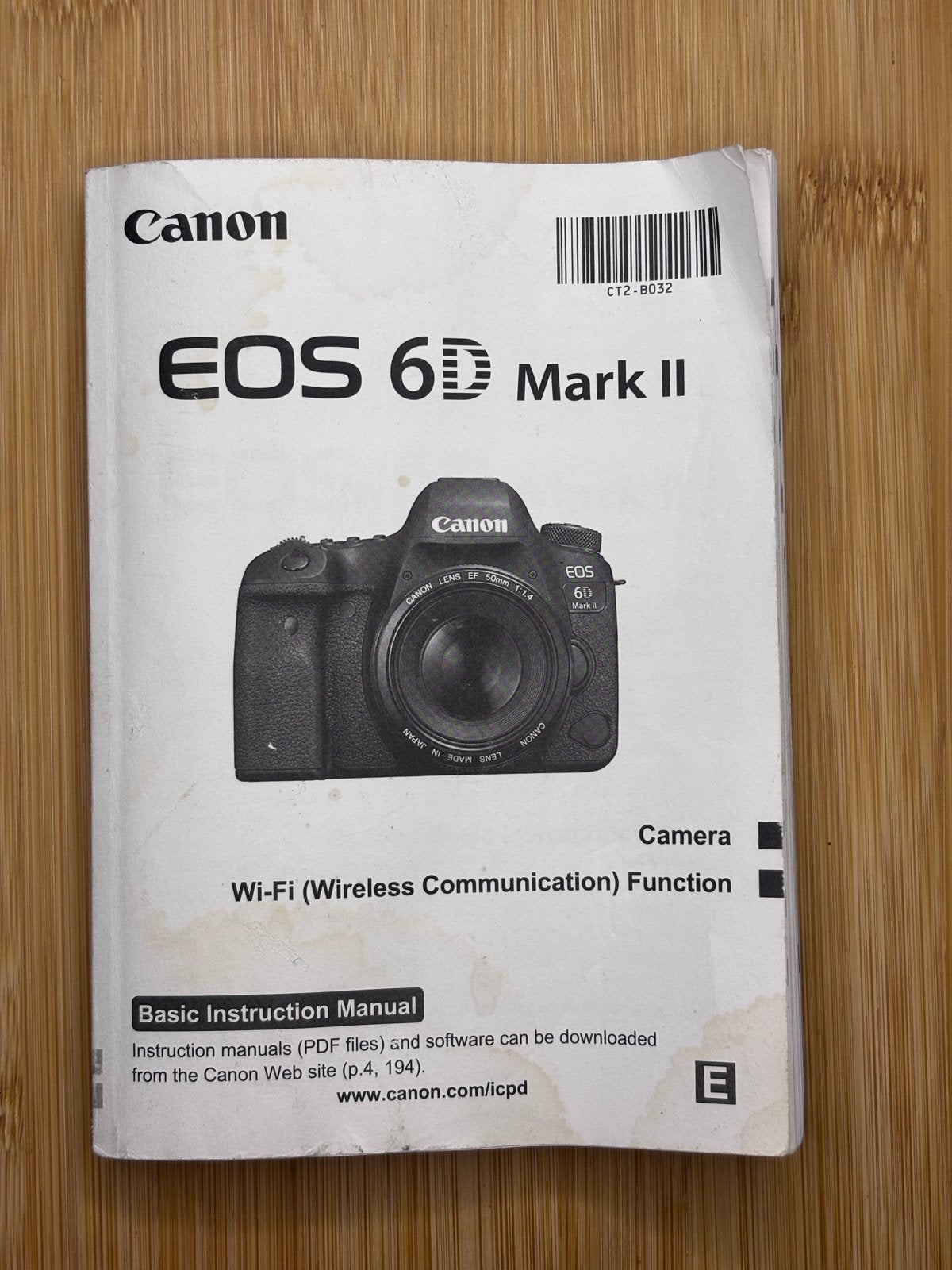 Canon EOS 6D Mark II Gebruikershandleiding engelstalig, Audio, Tv en Foto, Fotocamera's Digitaal, Ophalen of Verzenden, Canon