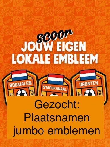 Gezocht plaatsnamen emblemen, Jumbo, Ophalen of Verzenden