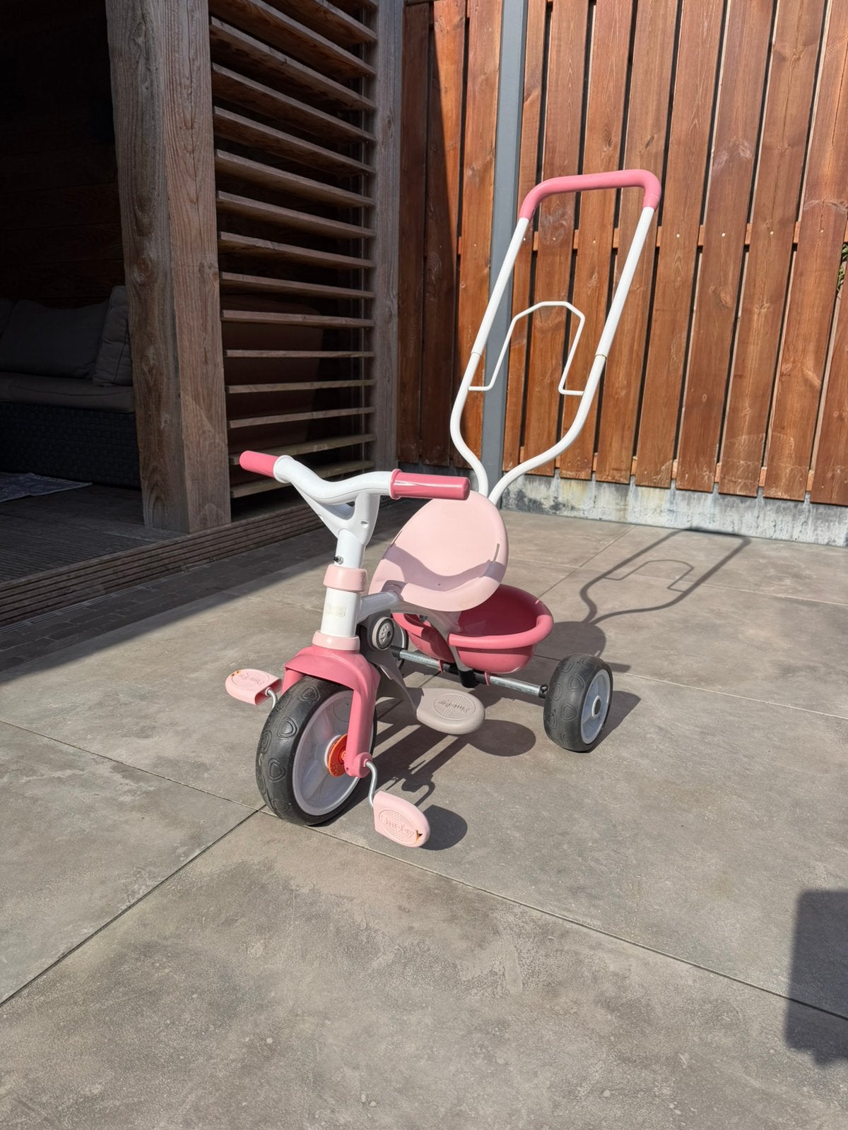 Smoby fietsje met duwstang, Ophalen, Zo goed als nieuw, Duwstang