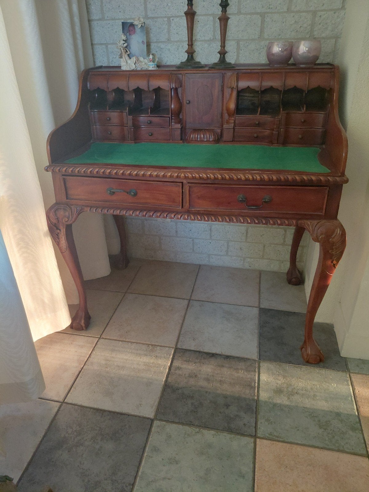 Antiek Bureau met Groen Vilt Inleg, Ophalen
