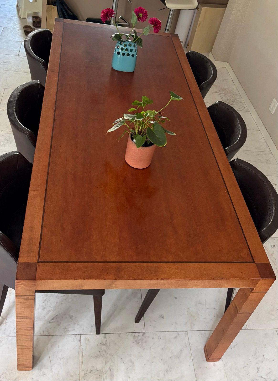 Massief kersenhouten eettafel - 220x100x77cm, Huis en Inrichting, Tafels | Eettafels, Gebruikt, 100 tot 150 cm, 200 cm of meer