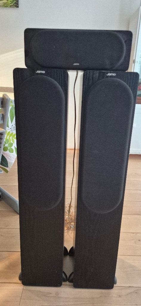 Jamo S 426 HCS 3 'Black Ash'  (2 zuilspeakers, 1 front), Ophalen, Gebruikt, Inclusief kabels, Overige typen