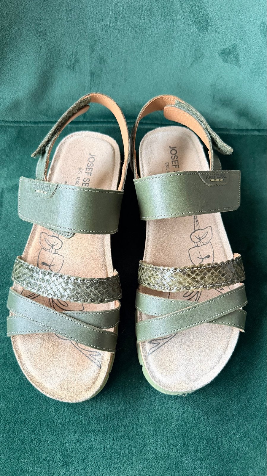 Josef Seibel sandalen maat 40, Ophalen of Verzenden, Gedragen, Groen, Sandalen of Muiltjes